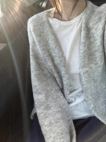 Najlon-elastan pleteni kardigan s V-izrezom, dugi rukavi, jednobojni uzorak, minimalistički japansko-korejski casual stil