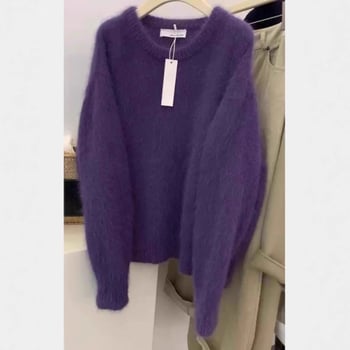 Pulover od kašmir-blenda, okrugli izrez, slobodan kroj, dugi rukavi, duljina 50–65 cm