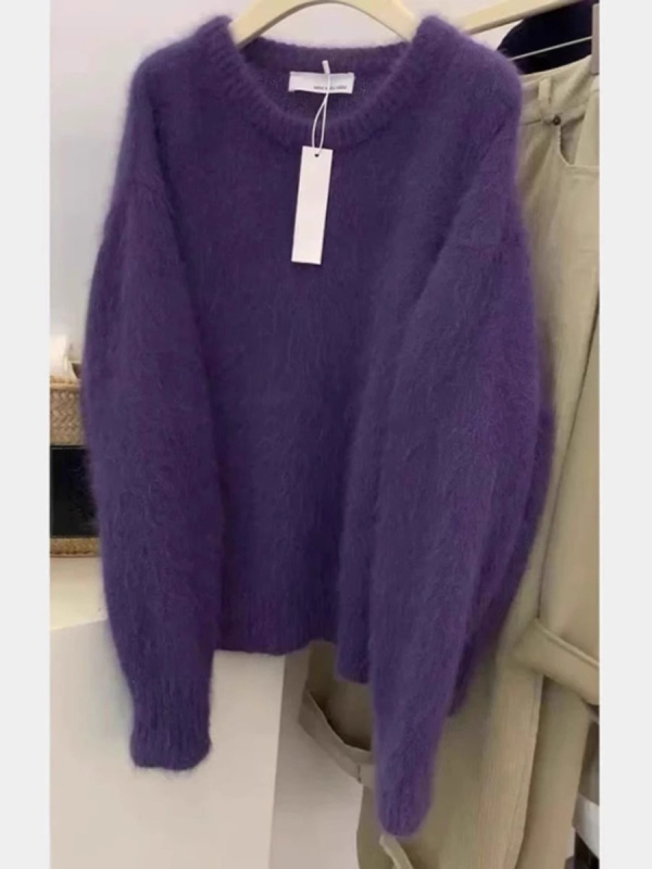 Pulover od kašmir-blenda, okrugli izrez, slobodan kroj, dugi rukavi, duljina 50–65 cm