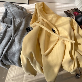 Ženski hoodie s kapuljom, korejskog stila, debela mješavina pamuka i poliestera, široki kroj, dugi rukavi