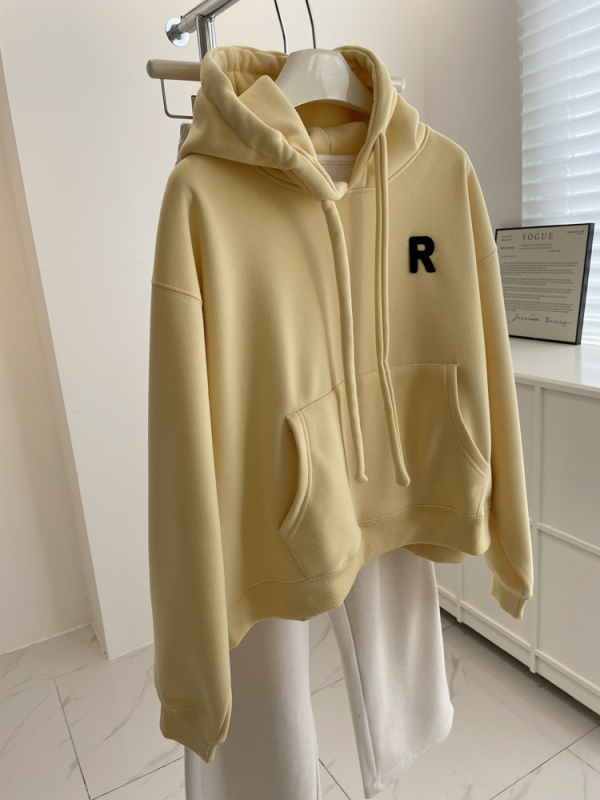Ženski hoodie s kapuljom, korejskog stila, debela mješavina pamuka i poliestera, široki kroj, dugi rukavi