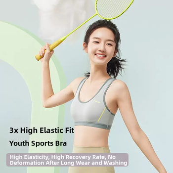 Športová podprsenka s pevnými košíčkami pre dievčatá 12–15 rokov, bavlnená látka, plný košíček, tenká tvarovaná košíček s peny, pevné dvojité ramienka, priedušná a odvádza pot