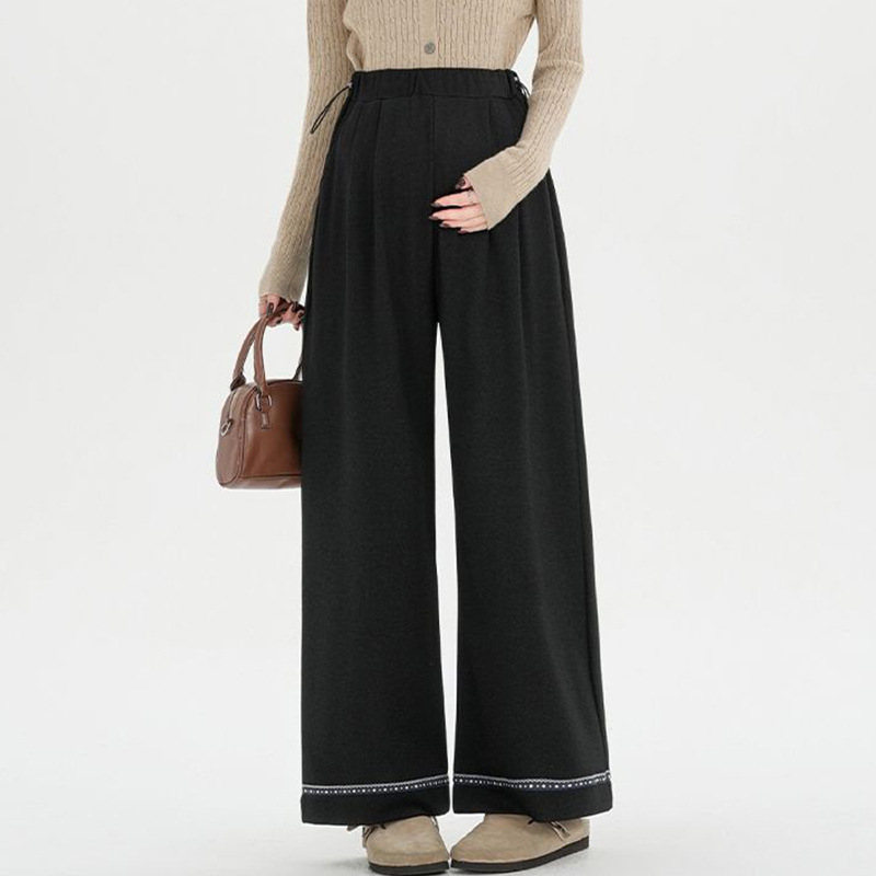Trudničke hlače za jesen, opušten kroj, široke nogavice, duge, prozračan poliester