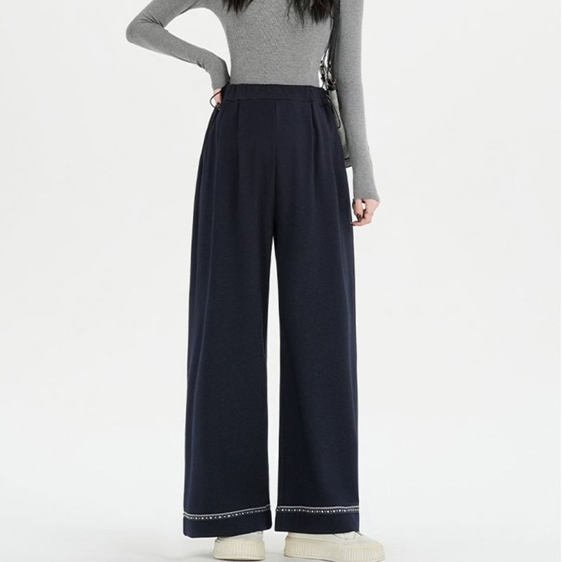 Trudničke hlače za jesen, opušten kroj, široke nogavice, duge, prozračan poliester