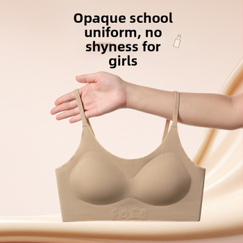 Bešvový tanktopový podprsenka pre tínedžerky 12–15 rokov, športový štýl; plná miska s tenkou formovanou miskou; miska bavlna; hlavný materiál: elastan; podšívka: nylon/poliamid 70–80%; bez zapínania; pevné dvojité ramienka