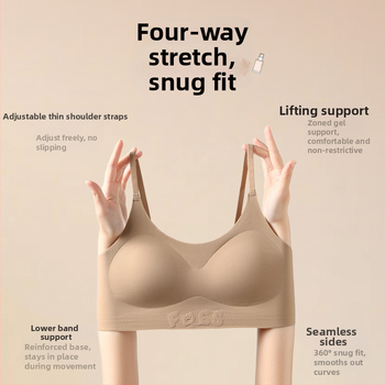 Bešvový tanktopový podprsenka pre tínedžerky 12–15 rokov, športový štýl; plná miska s tenkou formovanou miskou; miska bavlna; hlavný materiál: elastan; podšívka: nylon/poliamid 70–80%; bez zapínania; pevné dvojité ramienka