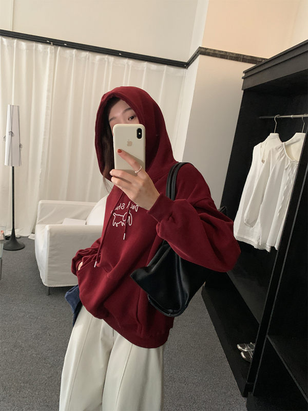 Jaka ar kapuci, anime apdruka, vaļīgs piegriezums, kokvilnas–poliestera maisījums, izšūti ziedi, Korejas stila