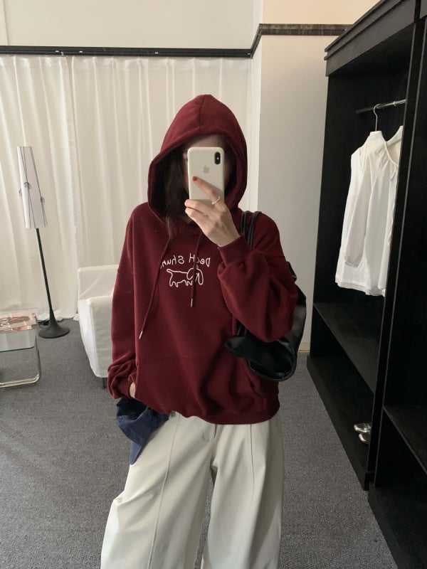 Jaka ar kapuci, anime apdruka, vaļīgs piegriezums, kokvilnas–poliestera maisījums, izšūti ziedi, Korejas stila