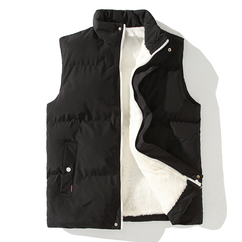 Pánska vesta s flísovou výplňou, stojací golier, predný zips, bez kapucne, bočné vrecká