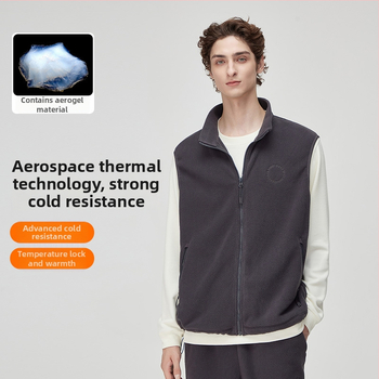 Pánska hrubá fleecová vesta s polyesterovým vonkajším dielom, teplá fleecová podšívka, jednovrstvá, jednofarebná