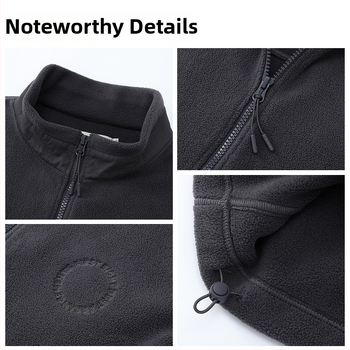 Pánska hrubá fleecová vesta s polyesterovým vonkajším dielom, teplá fleecová podšívka, jednovrstvá, jednofarebná