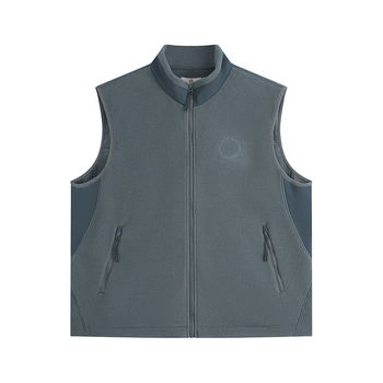 Pánska hrubá fleecová vesta s polyesterovým vonkajším dielom, teplá fleecová podšívka, jednovrstvá, jednofarebná