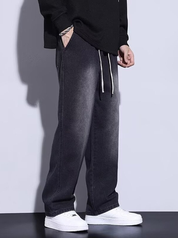 Muške traperice s ravnim krojem, denim, 60% pamuka, srednji pojas, zimske