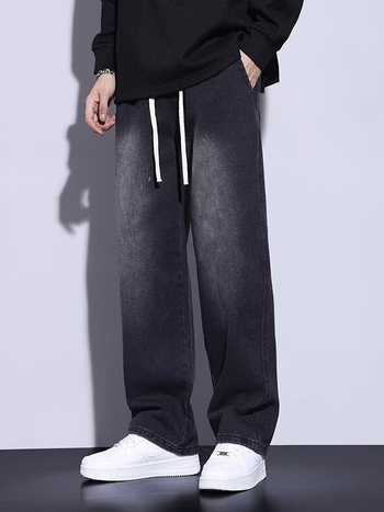 Muške traperice s ravnim krojem, denim, 60% pamuka, srednji pojas, zimske