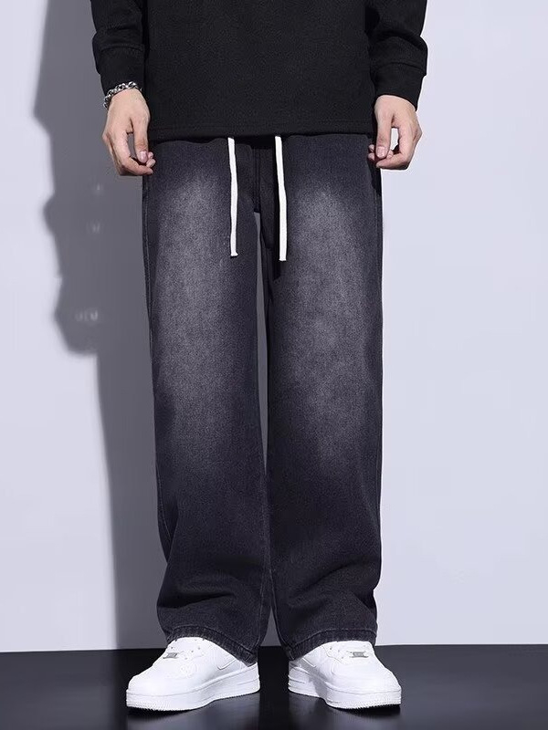 Muške traperice s ravnim krojem, denim, 60% pamuka, srednji pojas, zimske