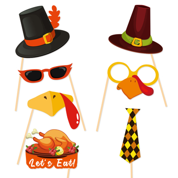 Sada rekvizít pre fotografie - papier, tlač, prispôsobiteľné, 21 kusov, na jesennú párty a Deň vďakyvzdania