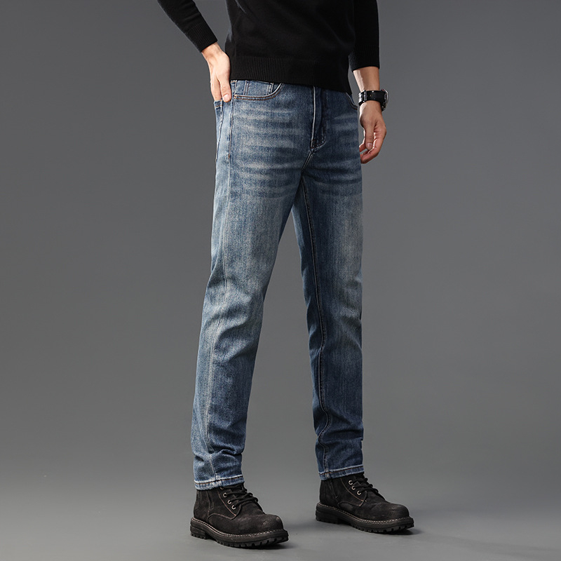 Muške traperice ravnog kroja, retro stil, srednji pojas, zip