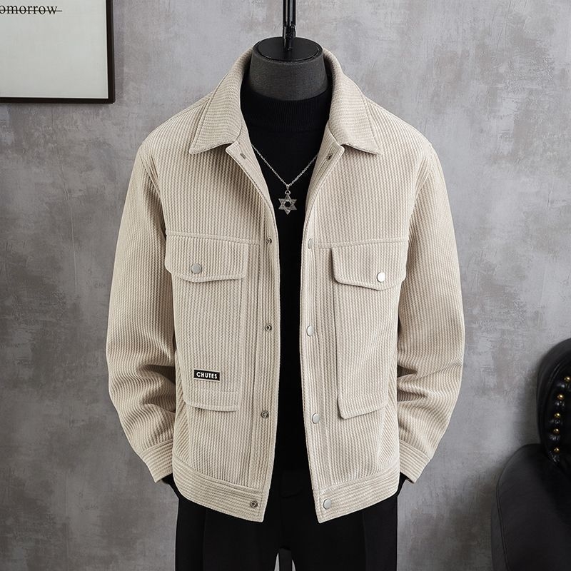 Palton bărbătesc corduroy cu căptușeală de fleece, glugă, gros, rezistent la vânt