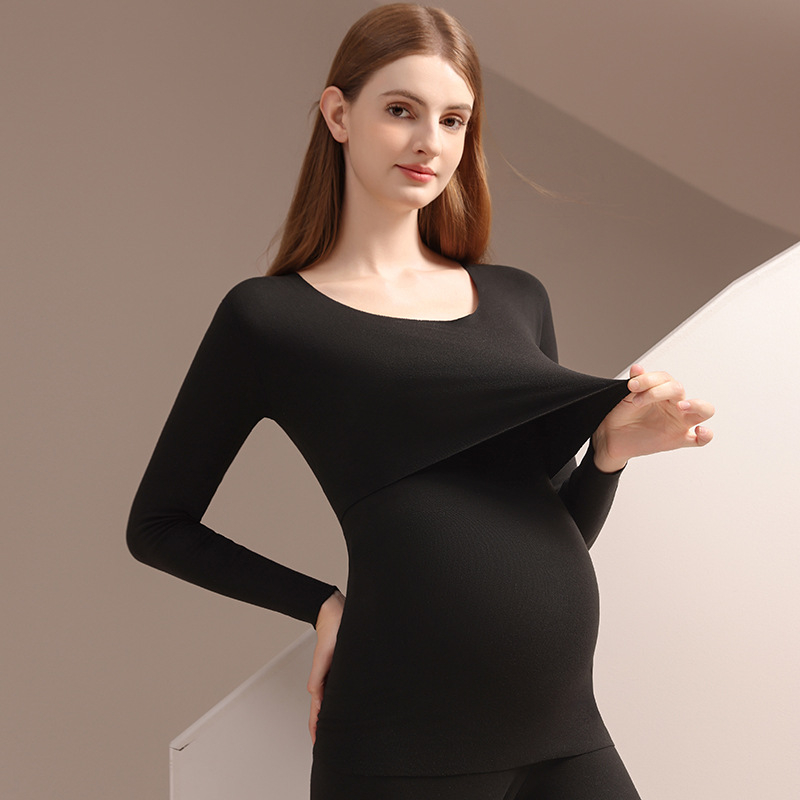 Tehotenský top na dojčenie – dlhý rukáv, pletený materiál, acetátové vlákno 90–95%, spandex <30%, otvor na dojčenie, jar 2023