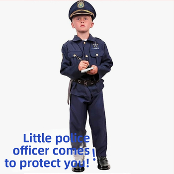 Detský cosplay policajta – Polyesterové pracovné oblečenie, pre vek 3–8 rokov, Skladom, jar 2024