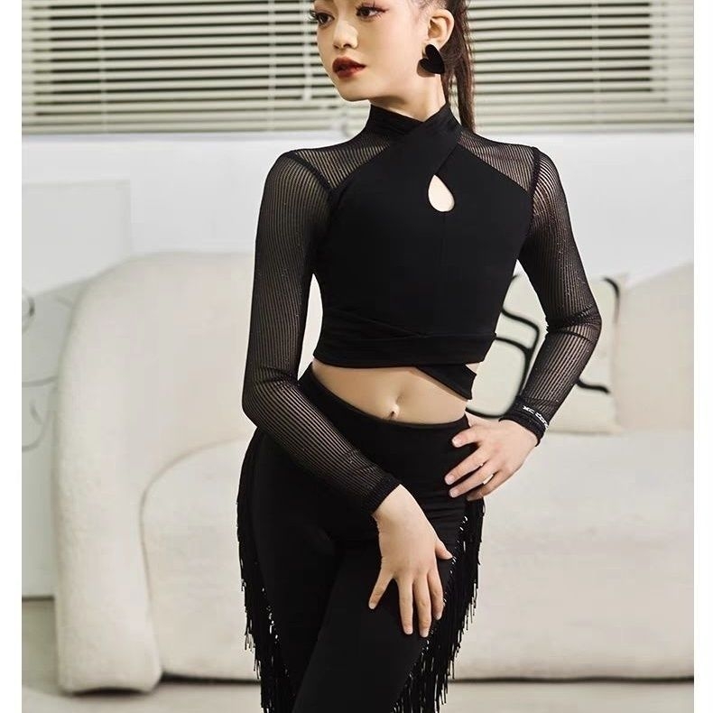 Комплект за латин танцова практика - дълги панталони, танцово облекло за жени, деца и възрастни, есенно-зимно, TR плат, PVC ≤30%