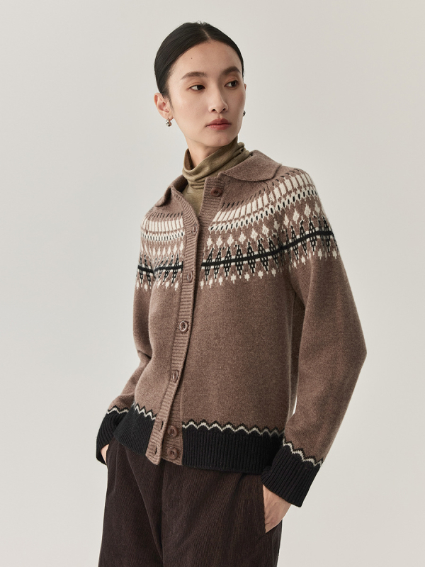 Dámsky cardigan zo zmesi vlneného a bavlneného materiálu (obsah bavlny 95%+) | stredná dĺžka 65–80 cm | okrúhly výstrih | dlhé rukávy | elegantný mestský štýl