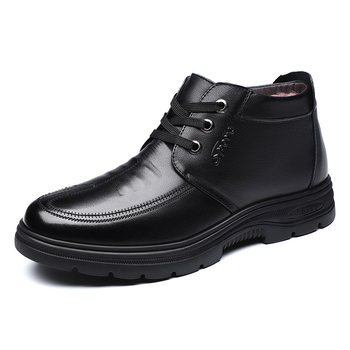 Férfi téli bőr- és szőrme papucs, egyrészes szőrme felsőréteg, pamut bélés, műanyag talp, slip-on, sík sarok