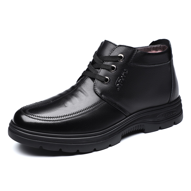 Férfi téli bőr- és szőrme papucs, egyrészes szőrme felsőréteg, pamut bélés, műanyag talp, slip-on, sík sarok