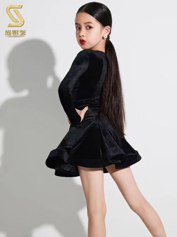 Детска латин танцова практика костюм за изпълнение — китайски стил, литературно ретро, TR плат, PVC 90–95%, Пролет 2025