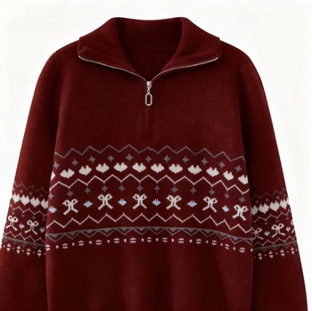 Пуловер от полиестерна материя, 95% полиестер, флорална щампа, дебел, дълъг ръкав