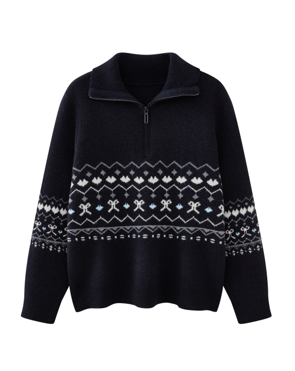 Пуловер от полиестерна материя, 95% полиестер, флорална щампа, дебел, дълъг ръкав