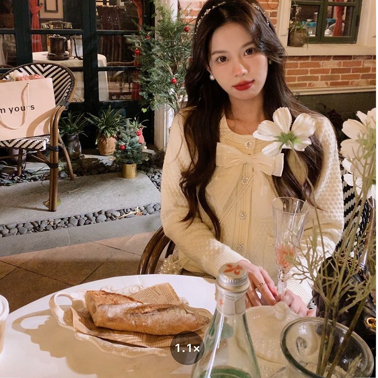 Γυναικείος πλεκτός καρντάγκαν με φιόγκο, ανοιχτός μπροστά, παχύ πλέξιμο, στρογγυλός λαιμός, μακριές μανίκες