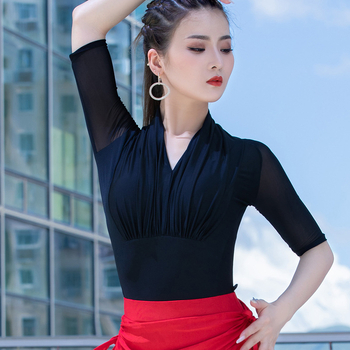 Боди за тренировка по модерни танци, елегантен стил, с къс ръкав, плат Mercerized Cotton и полиестер 50–70%, есен 2025