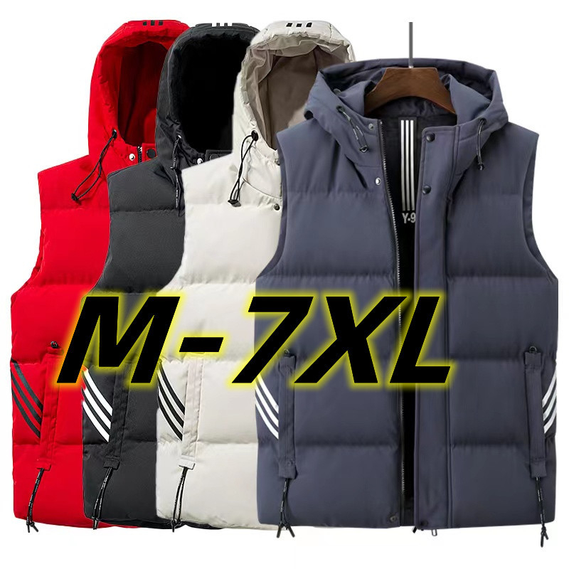 Pánska kapucňová vypchatá vesta s výplňou z polyestrového vlákna, zipsové vrecká, bežná dĺžka