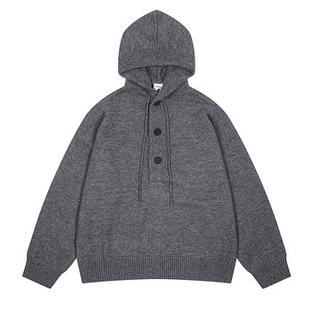 Pleteni hoodie džemper – labav kroj, dugi rukavi, mješavina vlakana poliester, 100% poliester