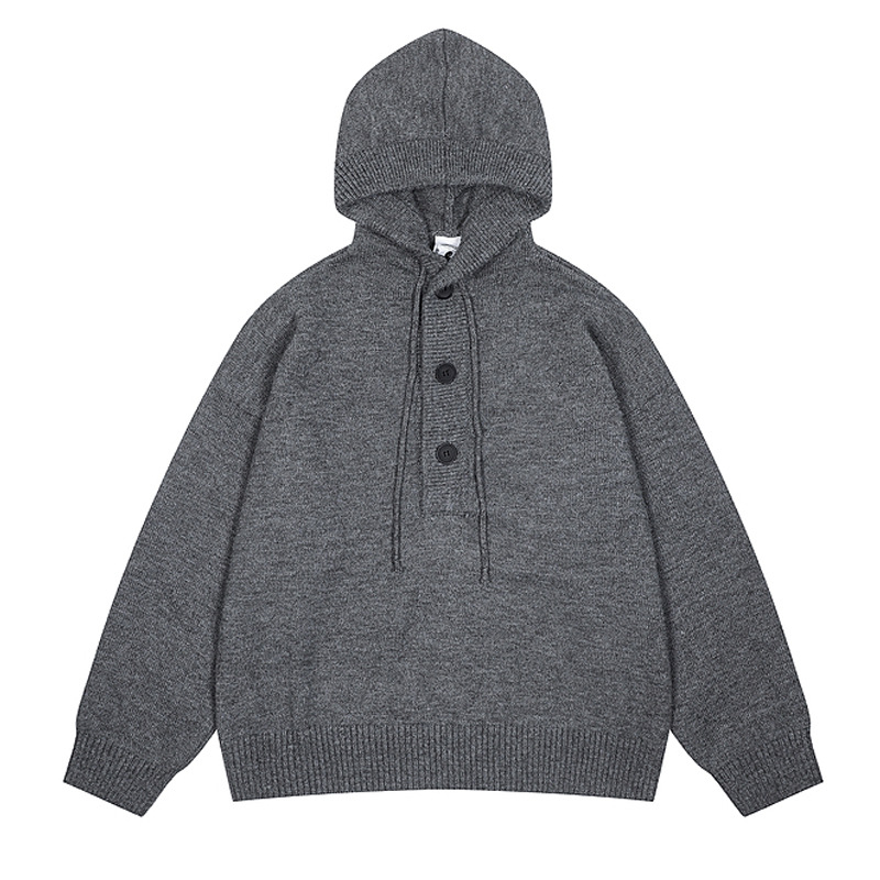 Pleteni hoodie džemper – labav kroj, dugi rukavi, mješavina vlakana poliester, 100% poliester