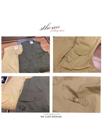 Puuvillane töövest nuppude kaunistusega, jaapani retro kardigan-stiili disain, vaba lõige, kaelata, ühe nupu sulgemine