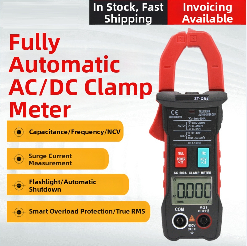 Digitálny klipový ampermeter AC/DC, napätie do 600V, odpor do 40Ω, automatický rozsah, displej 4000