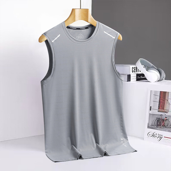 Muška majica kratkih rukava od ice silk, brzo se suši, uski kroj, okrugli izrez, ljeto 2024