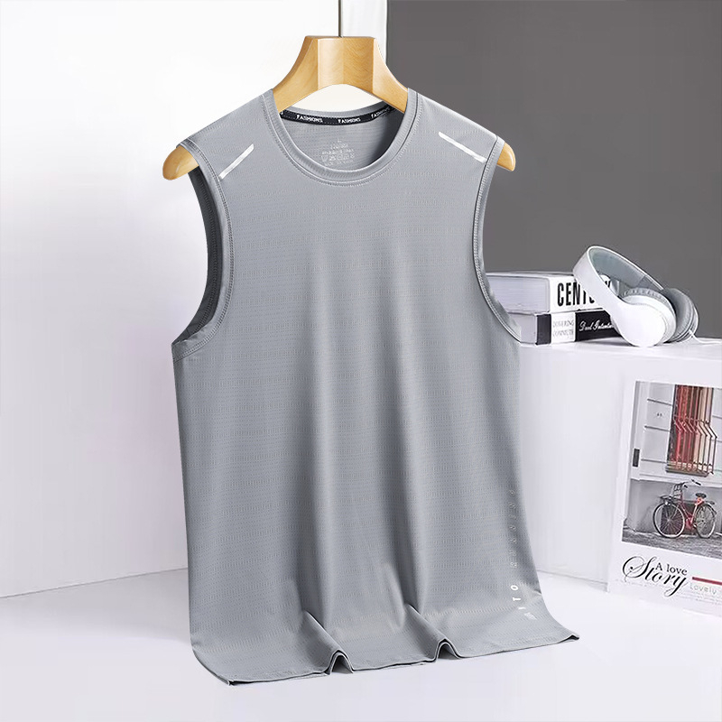 Muška majica kratkih rukava od ice silk, brzo se suši, uski kroj, okrugli izrez, ljeto 2024