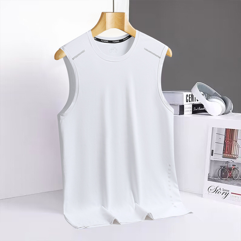 Muška majica kratkih rukava od ice silk, brzo se suši, uski kroj, okrugli izrez, ljeto 2024