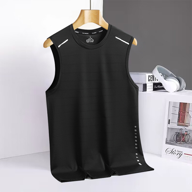 Muška majica kratkih rukava od ice silk, brzo se suši, uski kroj, okrugli izrez, ljeto 2024