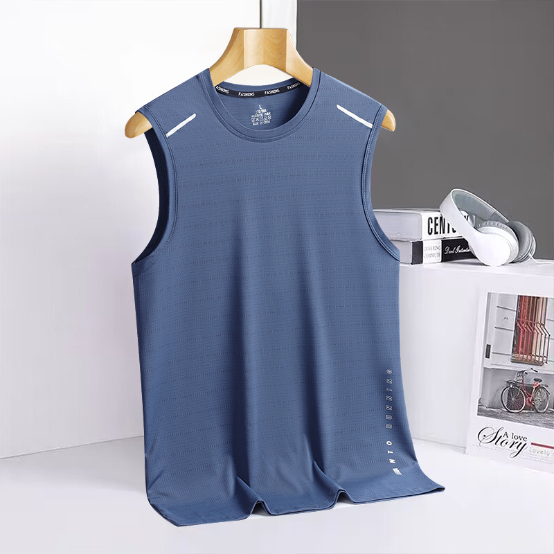 Muška majica kratkih rukava od ice silk, brzo se suši, uski kroj, okrugli izrez, ljeto 2024