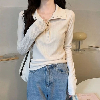 Majica s oversize ramenima, vez, pamuk 30–50%, drugi materijal <30%, visoki ovratnik, kratka duljina, stil privatnog društvenog outfita, proljeće 2025