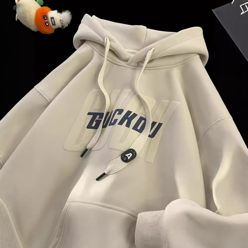 Hanorac din fleece poliester cu fermoar, croială lejeră, mâneci lungi, imprimeu cu litere