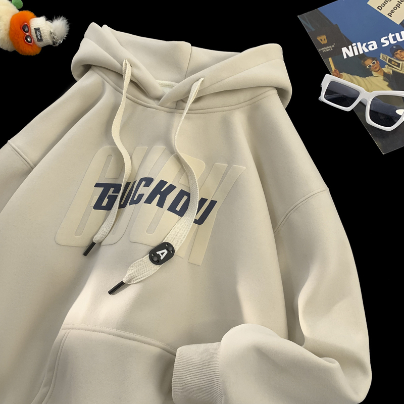 Hanorac din fleece poliester cu fermoar, croială lejeră, mâneci lungi, imprimeu cu litere