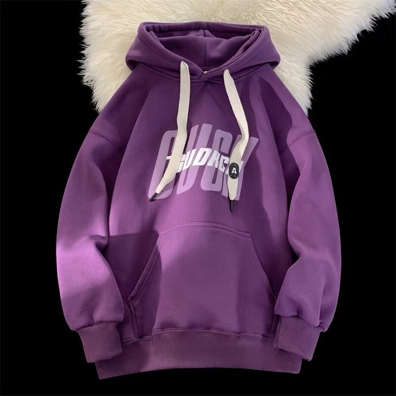 Hanorac din fleece poliester cu fermoar, croială lejeră, mâneci lungi, imprimeu cu litere