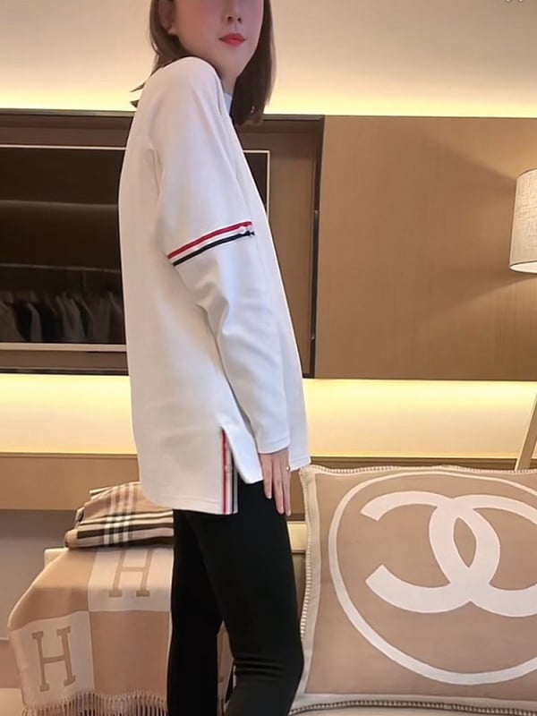 Pamuk majica s dugim rukavima, korejskog casual stila, slobodan kroj, srednje duljine 65-80 cm, okrugli vrat, 90-95% pamuka