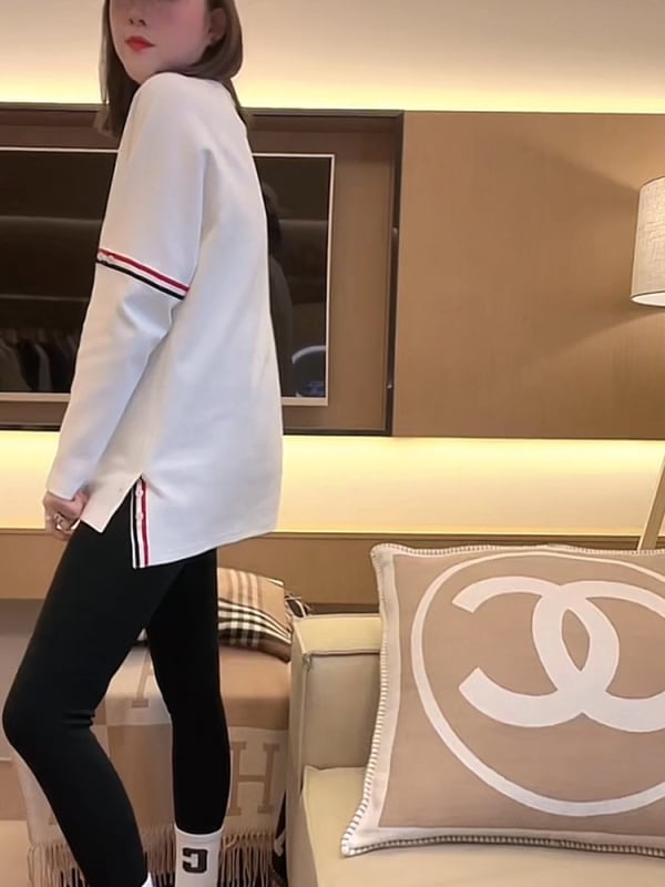 Pamuk majica s dugim rukavima, korejskog casual stila, slobodan kroj, srednje duljine 65-80 cm, okrugli vrat, 90-95% pamuka