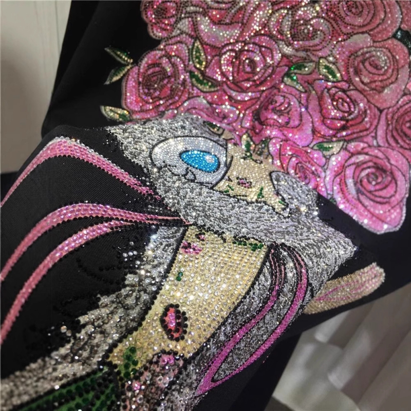 Tricou din bumbac cu imprimeu anime, guler rotund, mâneci scurte, croială lejeră, lungime medie-lungă, stil european și american